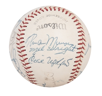 1974 New York Yankees Team Signed Baseball with (19) Signatures Including Bold Thurman Munson (JSA)